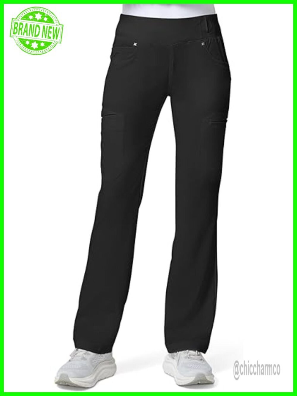 Women's Mid Rise Straight Leg Scrub Pants with 6 Pockets & 360° Stretch Pull-On